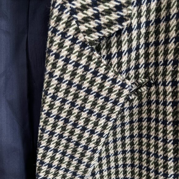 Vintage Parisian Oversized Wool Blend Houndstooth Tweed Plaid Blazer Jacket Coat - Picture 10 of 11